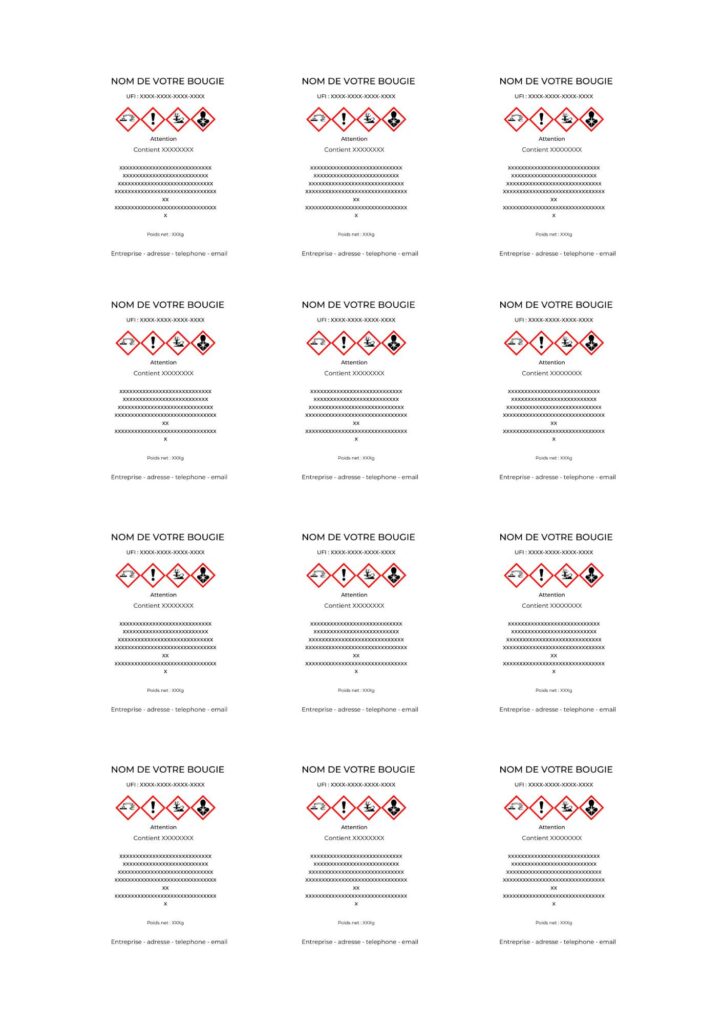Planche de 12 étiquettes CLP 60mm X 60mm