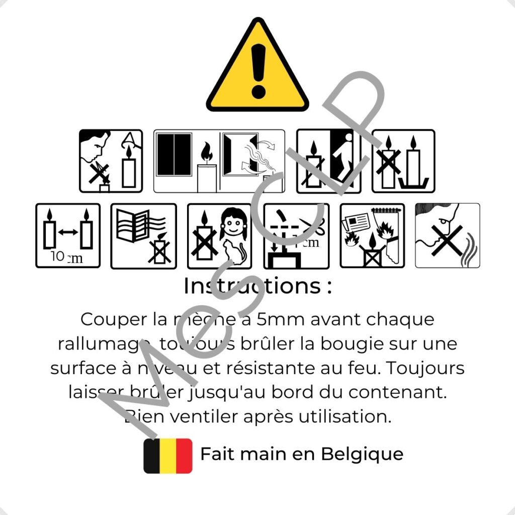 24 étiquettes AFNOR transparentes Belgique sécurité bougie - Mes CLP